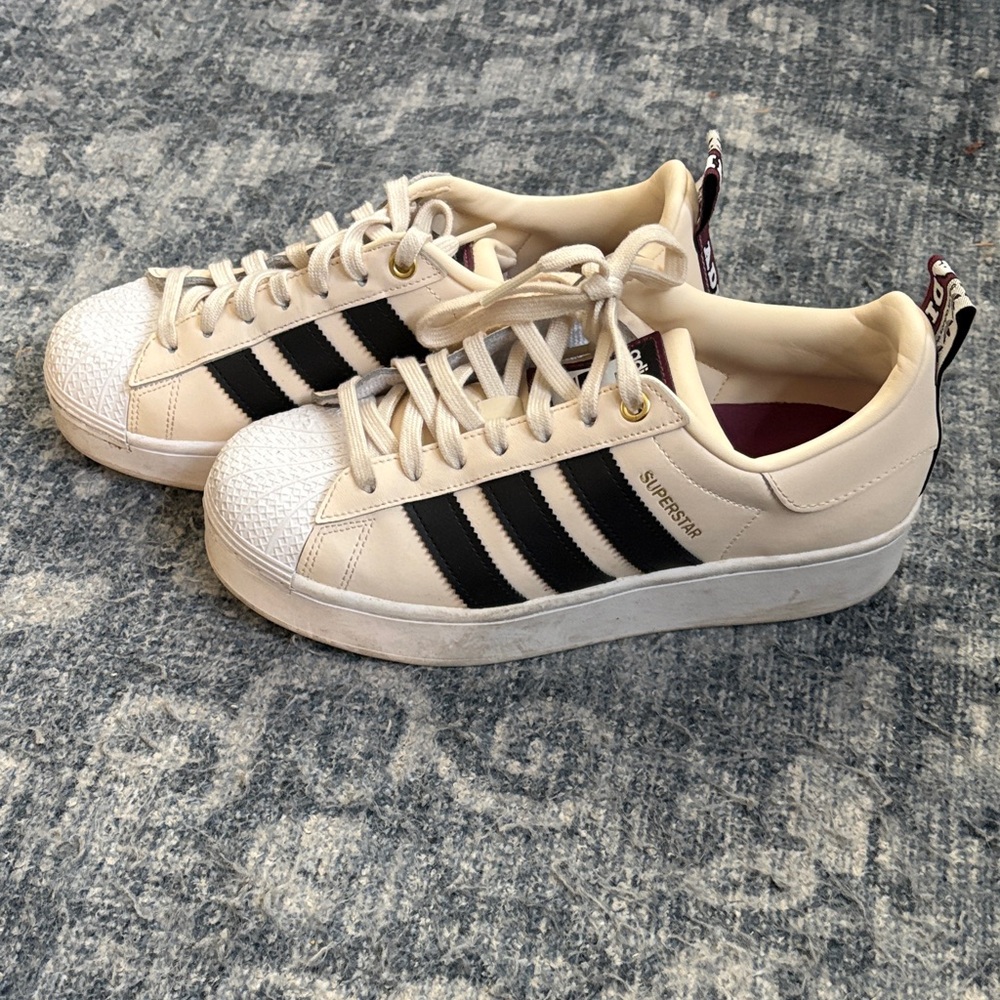 Adidas Superstar Shoes in Beige and Black